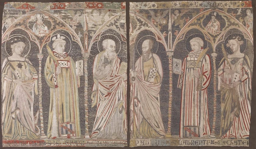 Embroidered Altar Frontal with Standing Saints by Italian