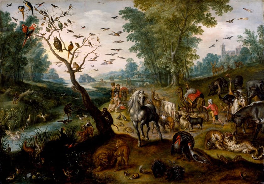 Noah's Family Assembling Animals before the Ark by Jan van Kessel II