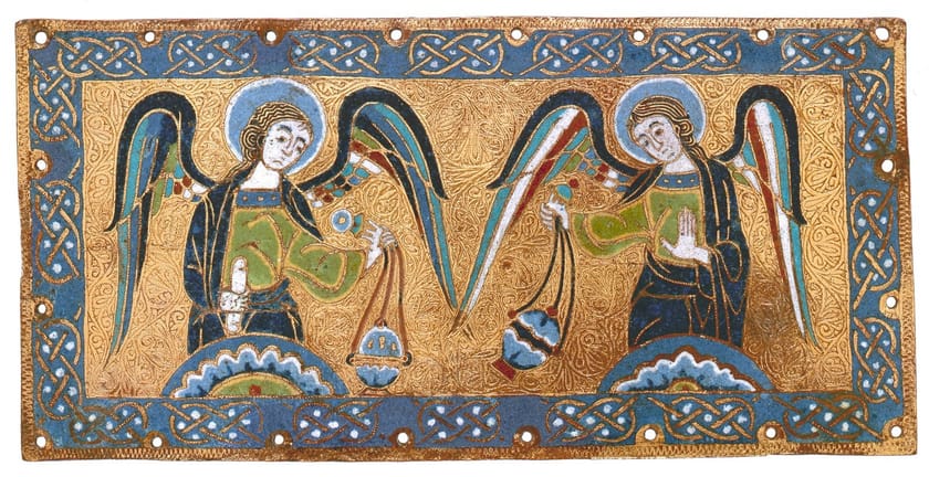Plaque with censing angels, Limoges champlevé enamel