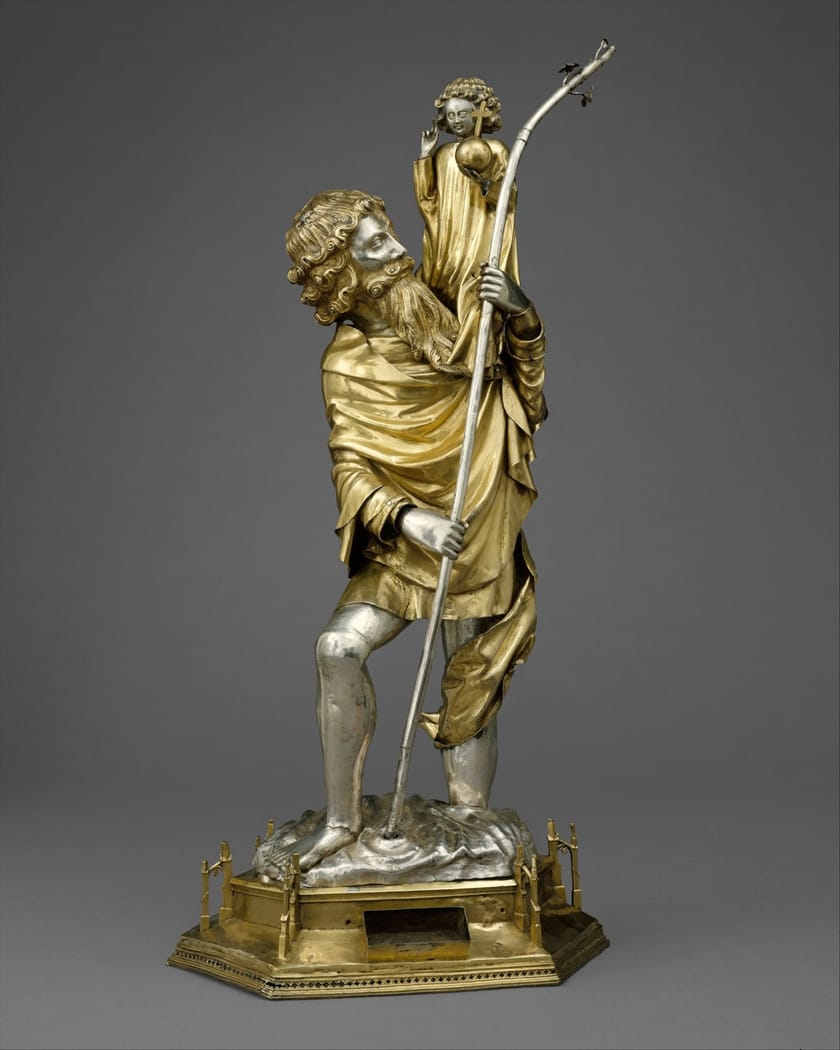 Reliquary statuette of Saint Christopher carrying the Christ Child